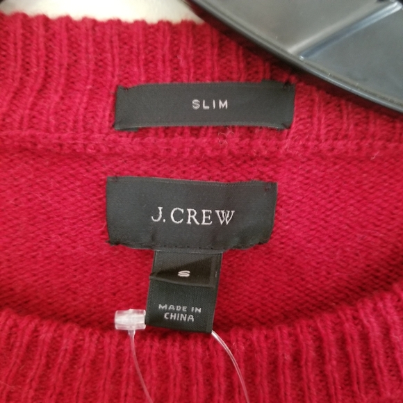 J. CREW 100% Lambswool Crewneck Pullover Sweater Crimson Red Slim Fit Size S - Picture 4 of 8